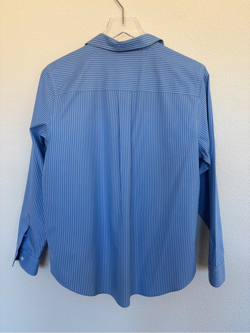 L.L. Bean Wrinkle Free Blue and White Striped Button Down Shirt | MP - Picture 3 of 11
